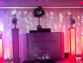 DJ Booth with mirror balls